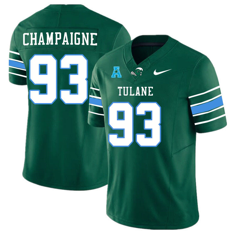 Tulane Green Wave #93 Elijah Champaigne College Football Jerseys Stitched Sale-Green